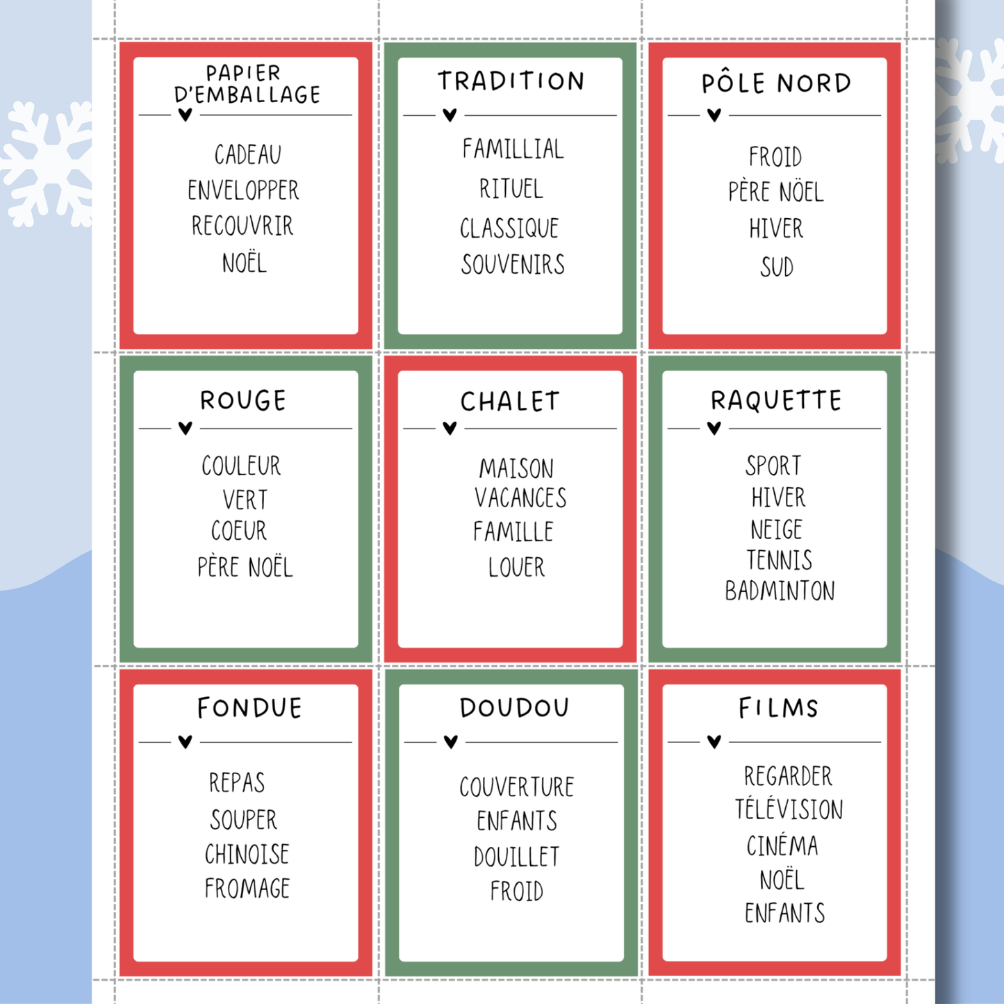 Jeu de Noël - Style Taboo version québécoise