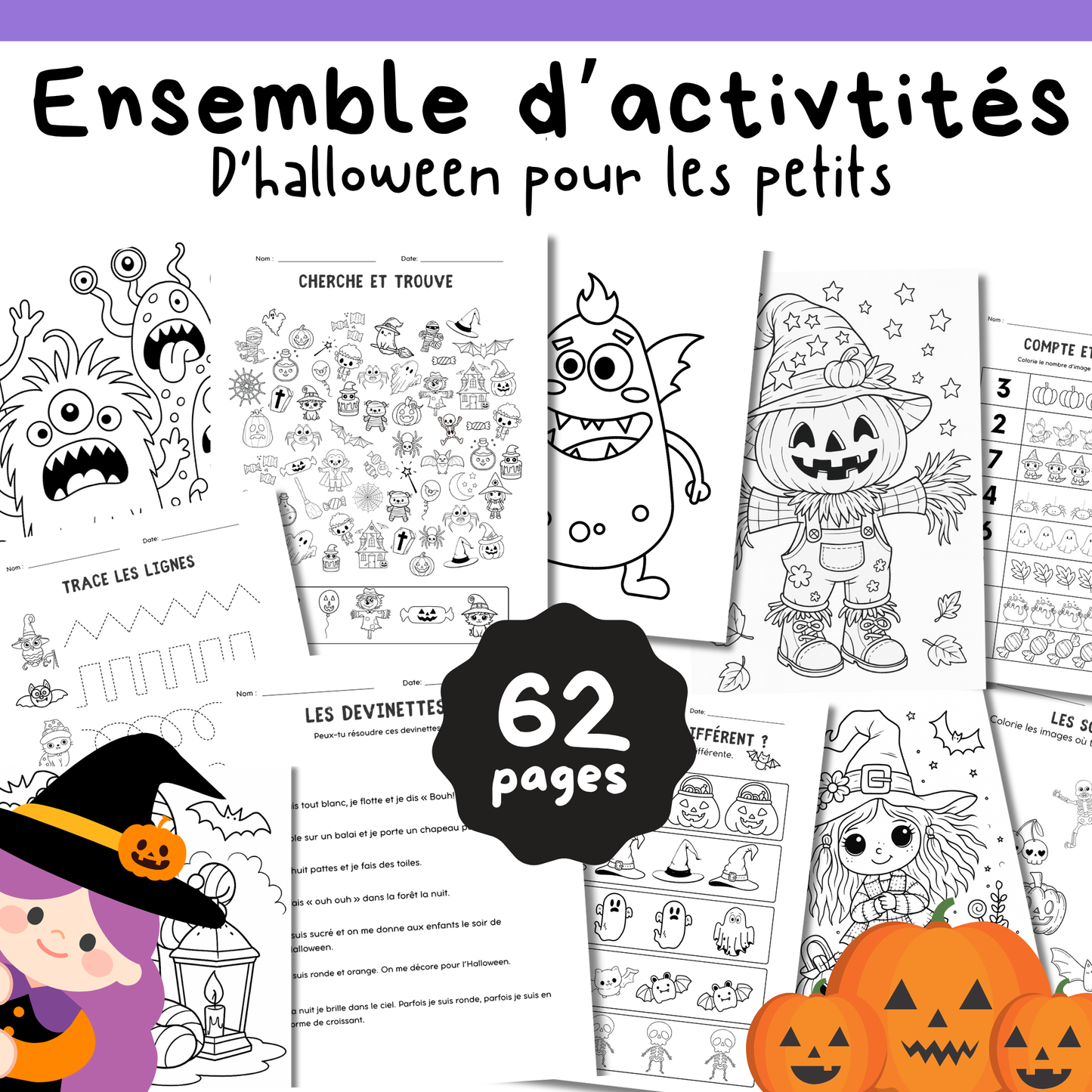 Grand ensemble d'activités d'halloween pour les petits