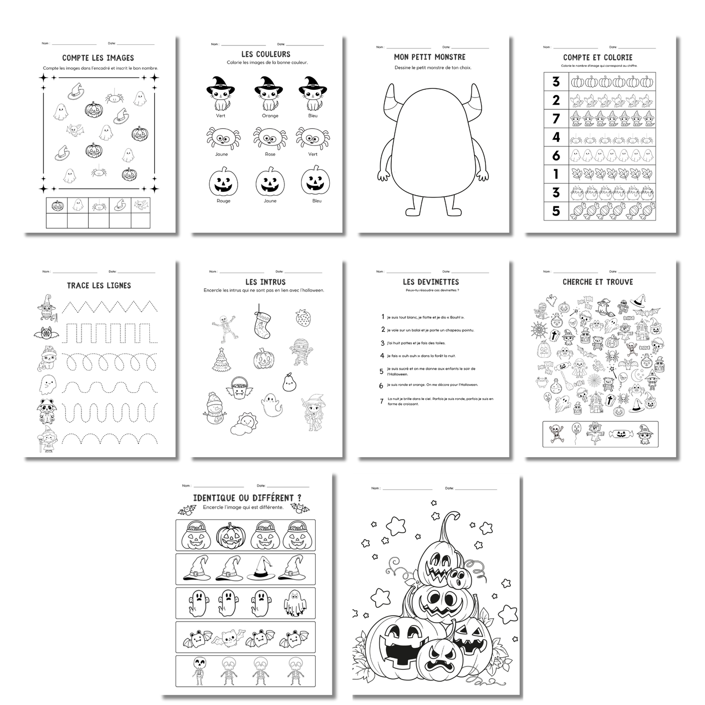 Ensemble d'activités éducatives pour les petits - Thématique Halloween