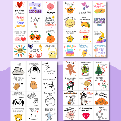 Petites notes pour boîte à lunch