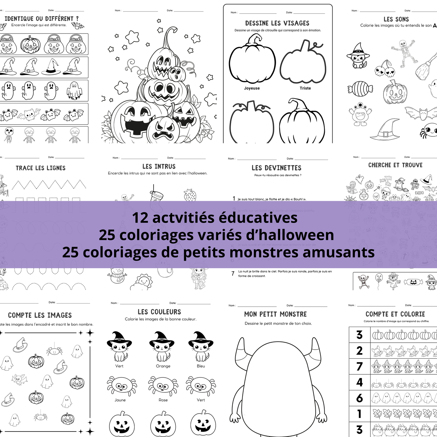 Grand ensemble d'activités d'halloween pour les petits