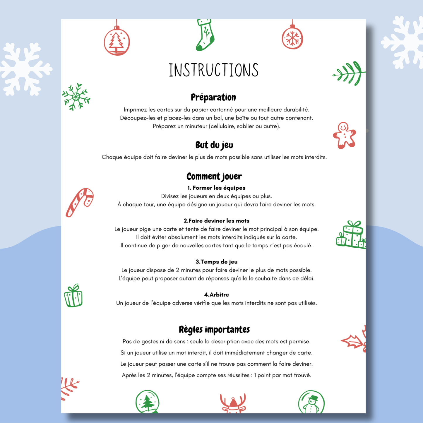 Jeu de Noël - Style Taboo version québécoise