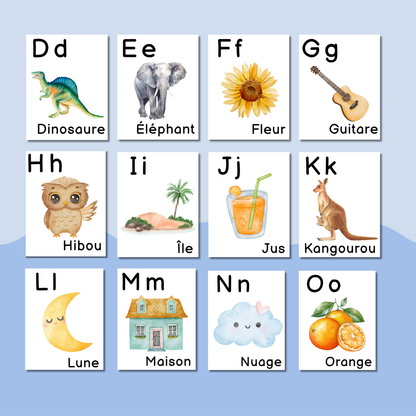 Alphabet illustré - Affiches A à Z à imprimer