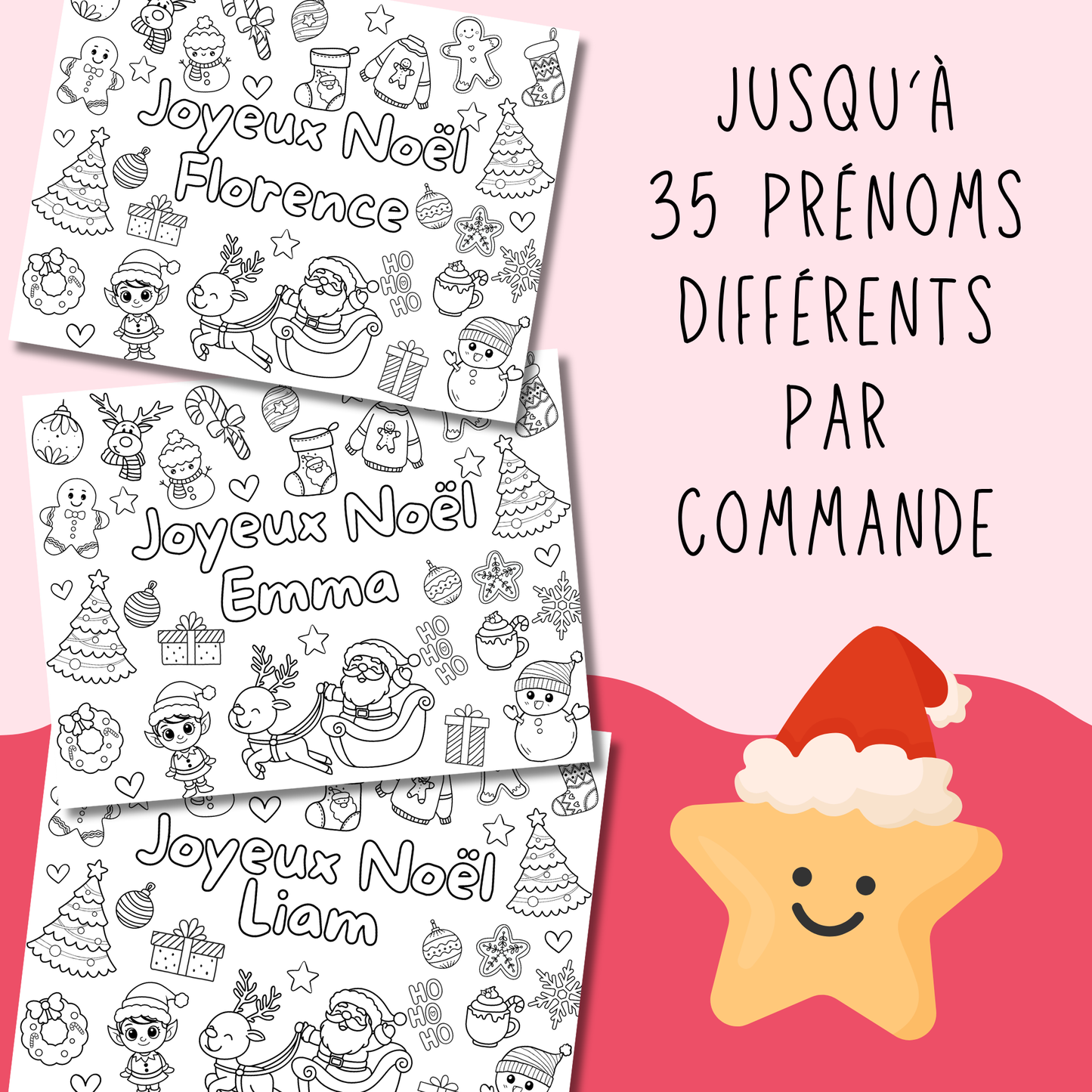 Coloriage de Noël personnalisé avec prénom
