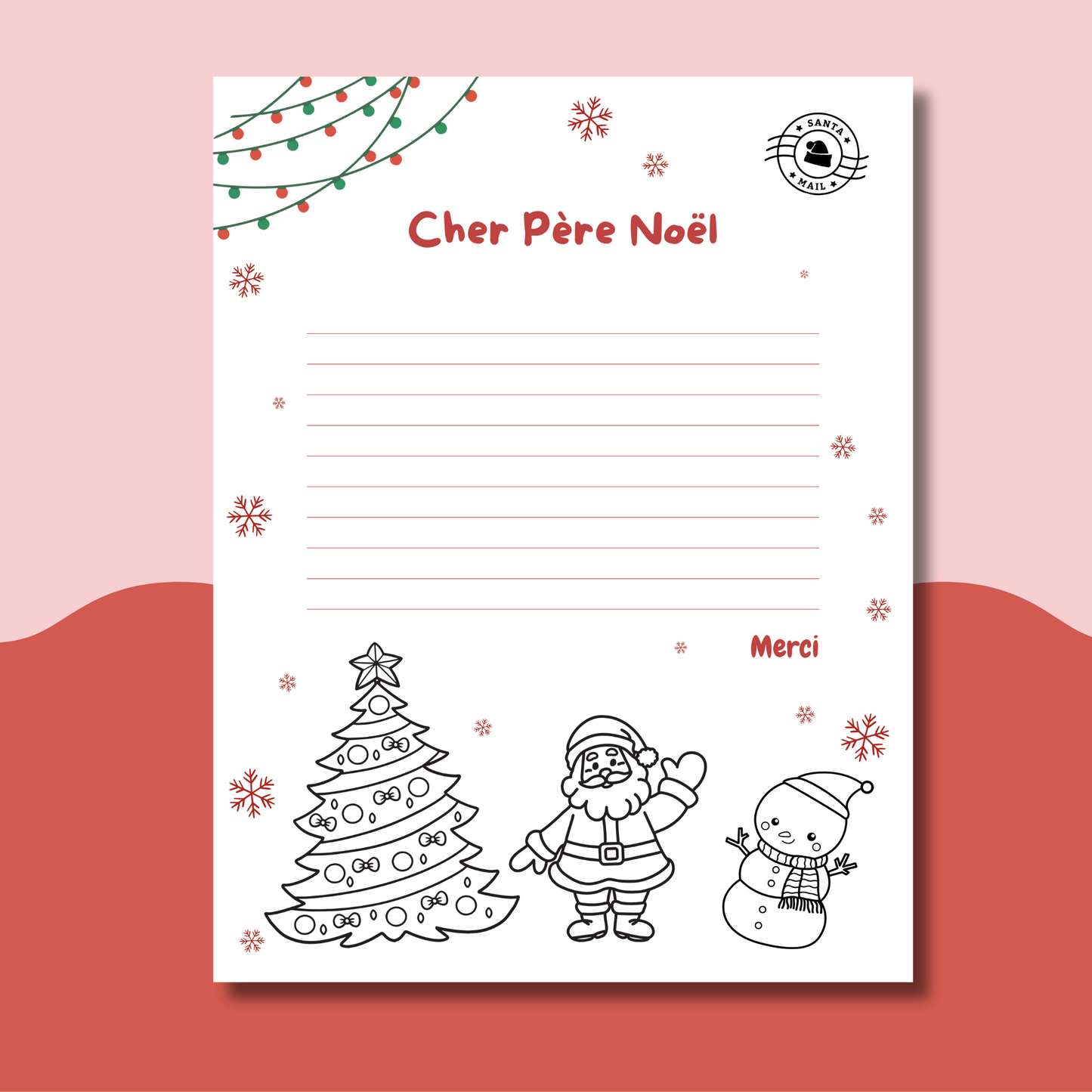 Lettre au Père Noël à imprimer. Ensemble gratuit à télécharger