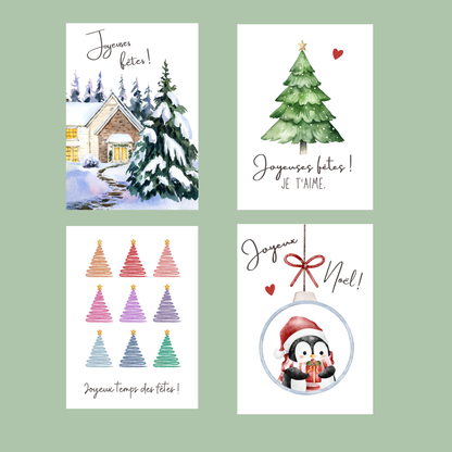 Lot de 15 cartes de Noël à imprimer