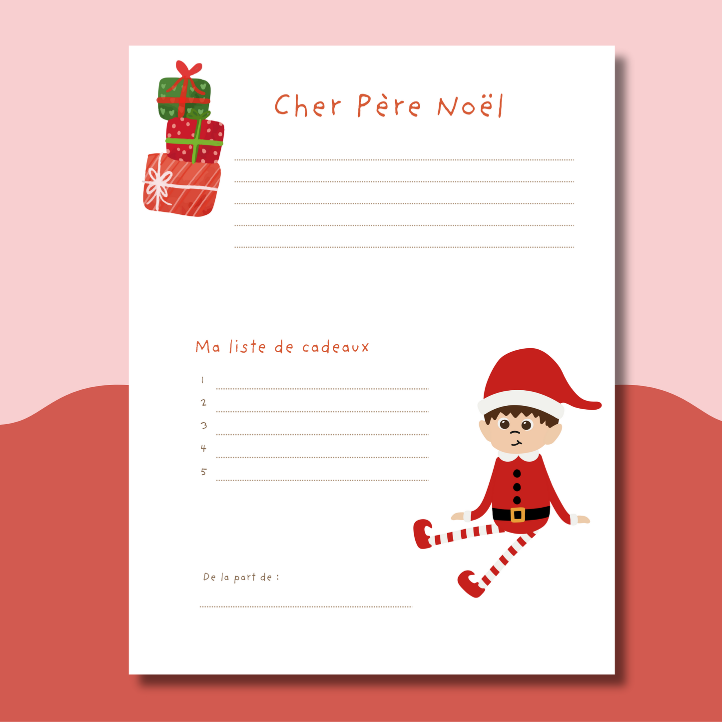 Lettre au Père Noël à imprimer. Ensemble gratuit à télécharger