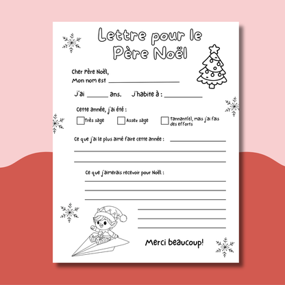 Lettre au Père Noël à imprimer. Ensemble gratuit à télécharger